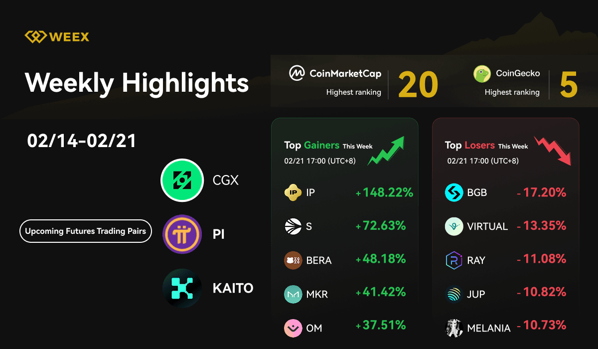 WEEX Wochenrückblick (02/07 - 02/14, 2025): Neue Handelspaare, 1.000.000 $ WXT Airdrop &amp; Markttrends