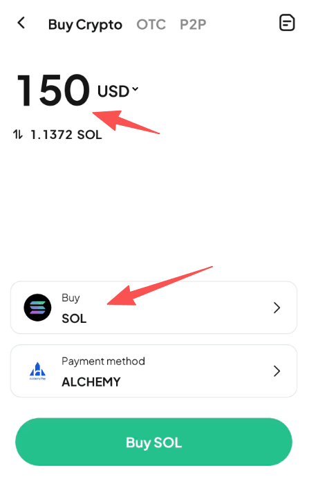 مرحله ۲: چگونه میتوان SOL را با دلار آمریکا در WEEX OTC خریداری کرد؟ نسخه برنامه