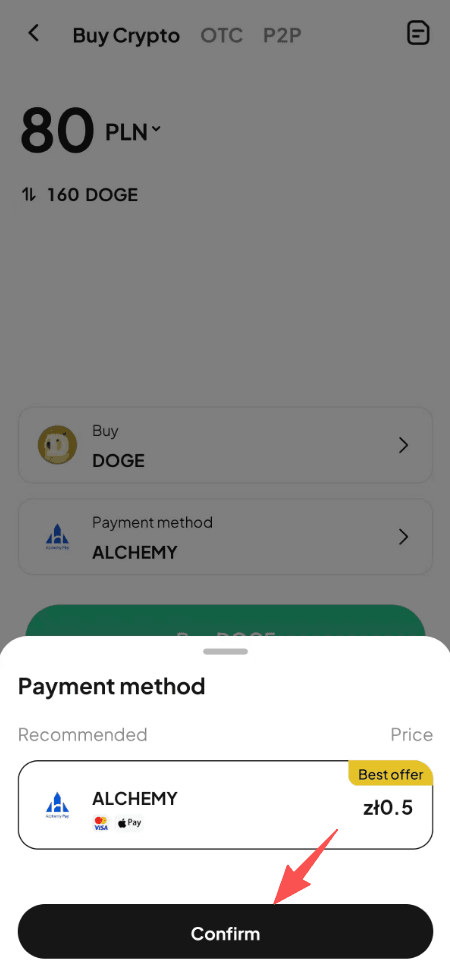 مرحله ۳: چگونه میتوان دوج کوین (DOGE) را با زلوتی (PLN) در صرافی ویکس (WEEX OTC) خریداری کرد؟ نسخه برنامه