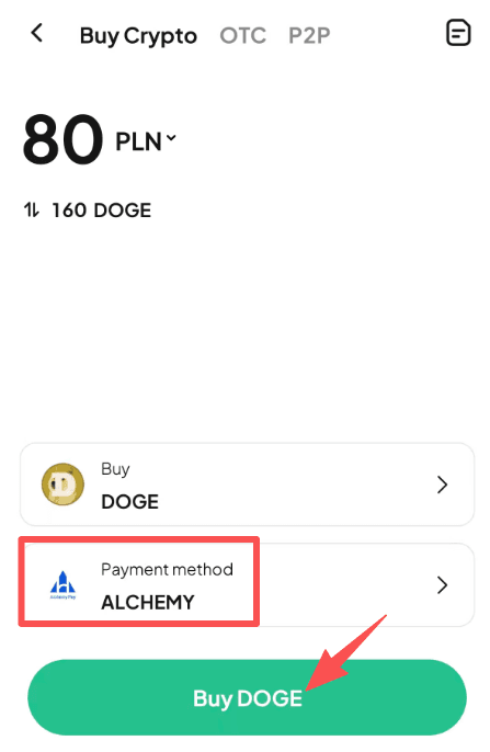 مرحله ۴: چگونه میتوان دوج کوین (DOGE) را با زلوتی لهستان (PLN) در صرافی ویکس (WEEX OTC) خریداری کرد؟ نسخه برنامه